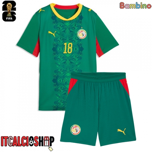Senegal Ismaila Sarr #18 Seconda Maglia Bambino Mondiali 2026 Manica Corta (+ Pantaloni corti)
